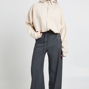 Funnel Neck Zip Through Hoodie With Toggles