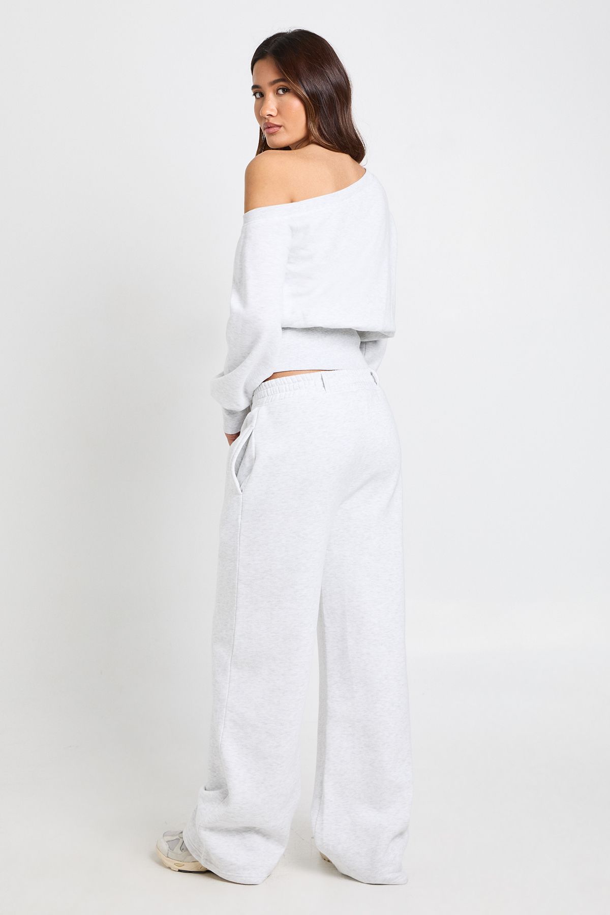 Off Shoulder Cinched Waist Sweatshirt - Image 2