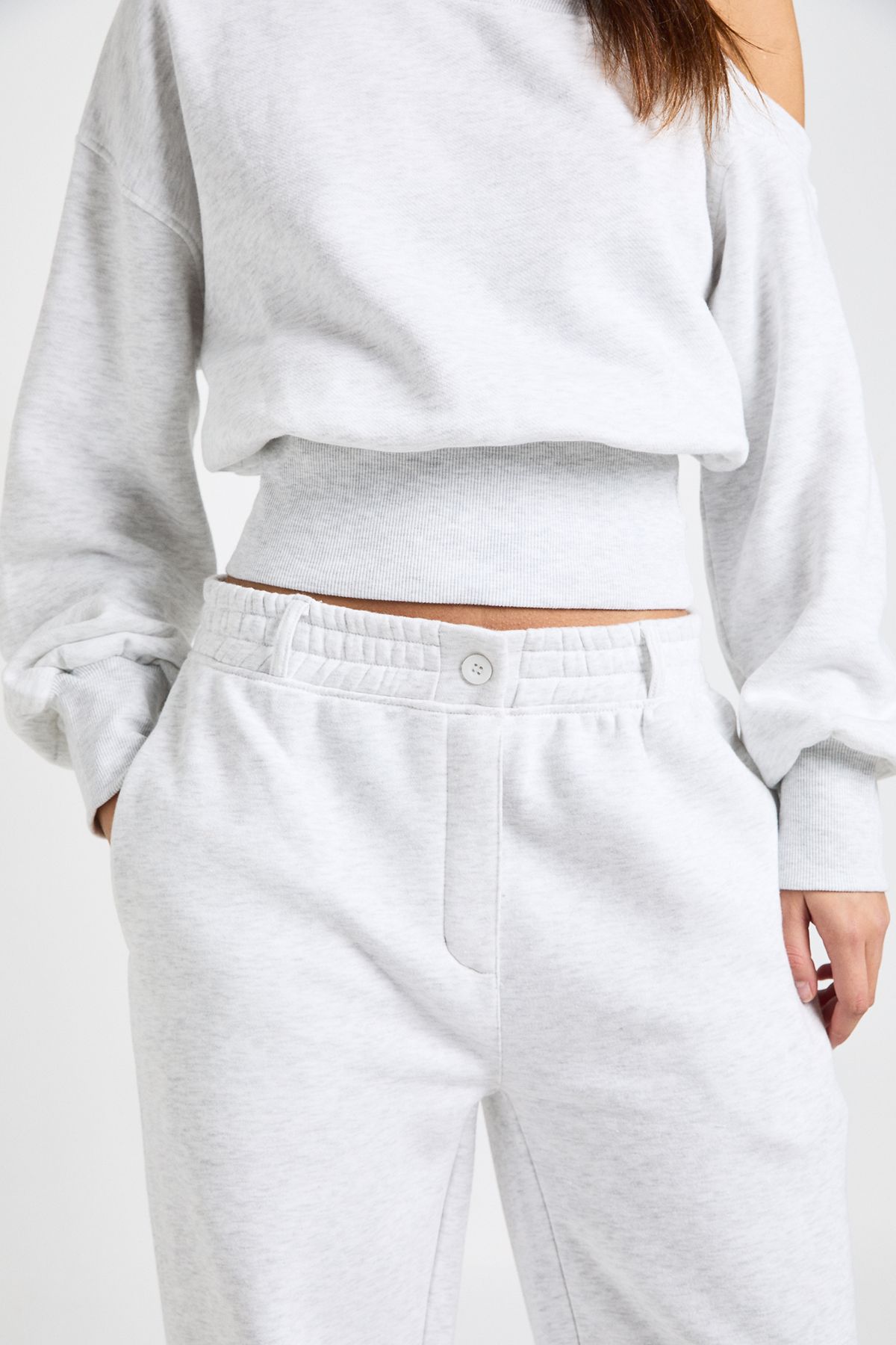 Off Shoulder Cinched Waist Sweatshirt - Image 4