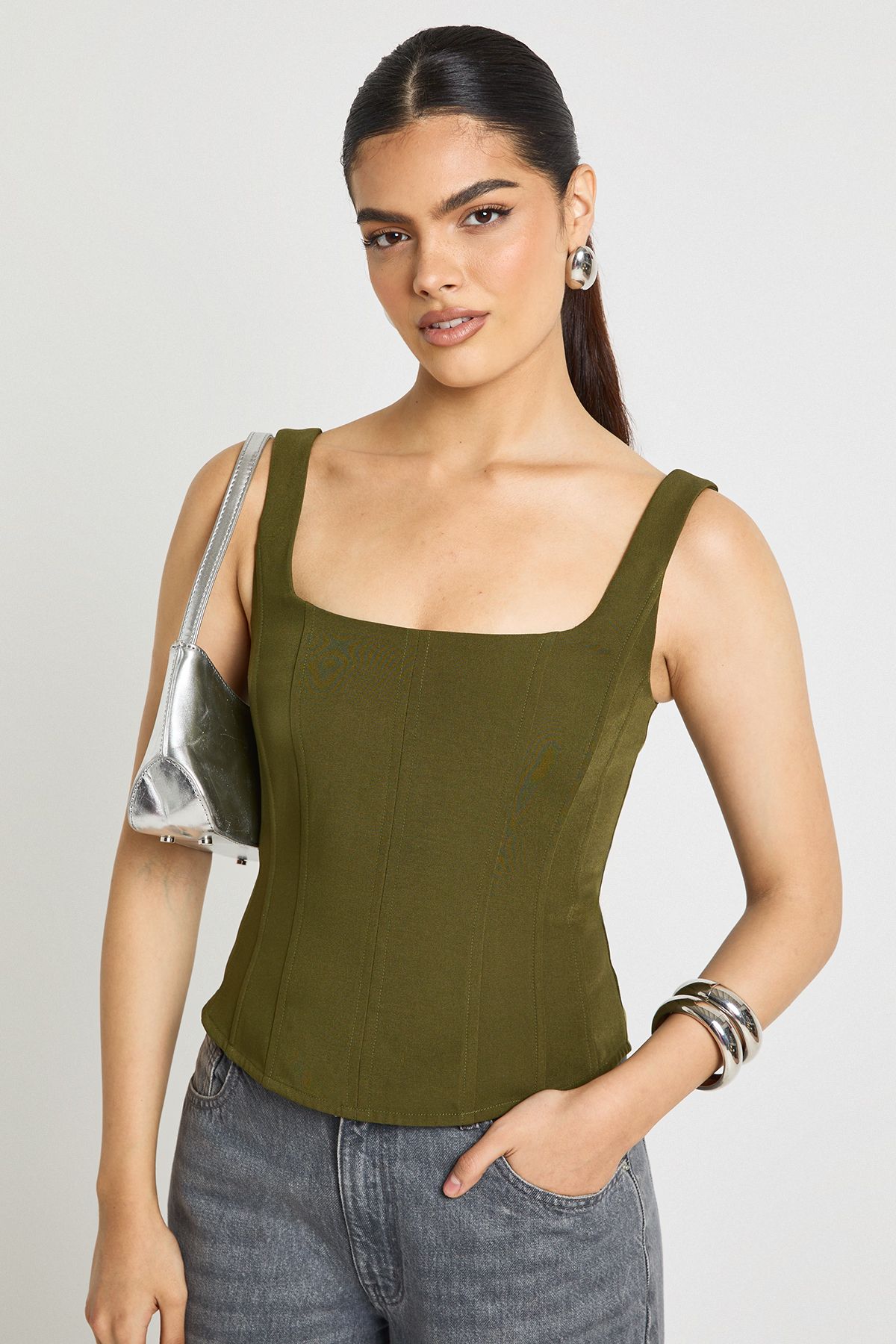 Structured Crepe Corset Top