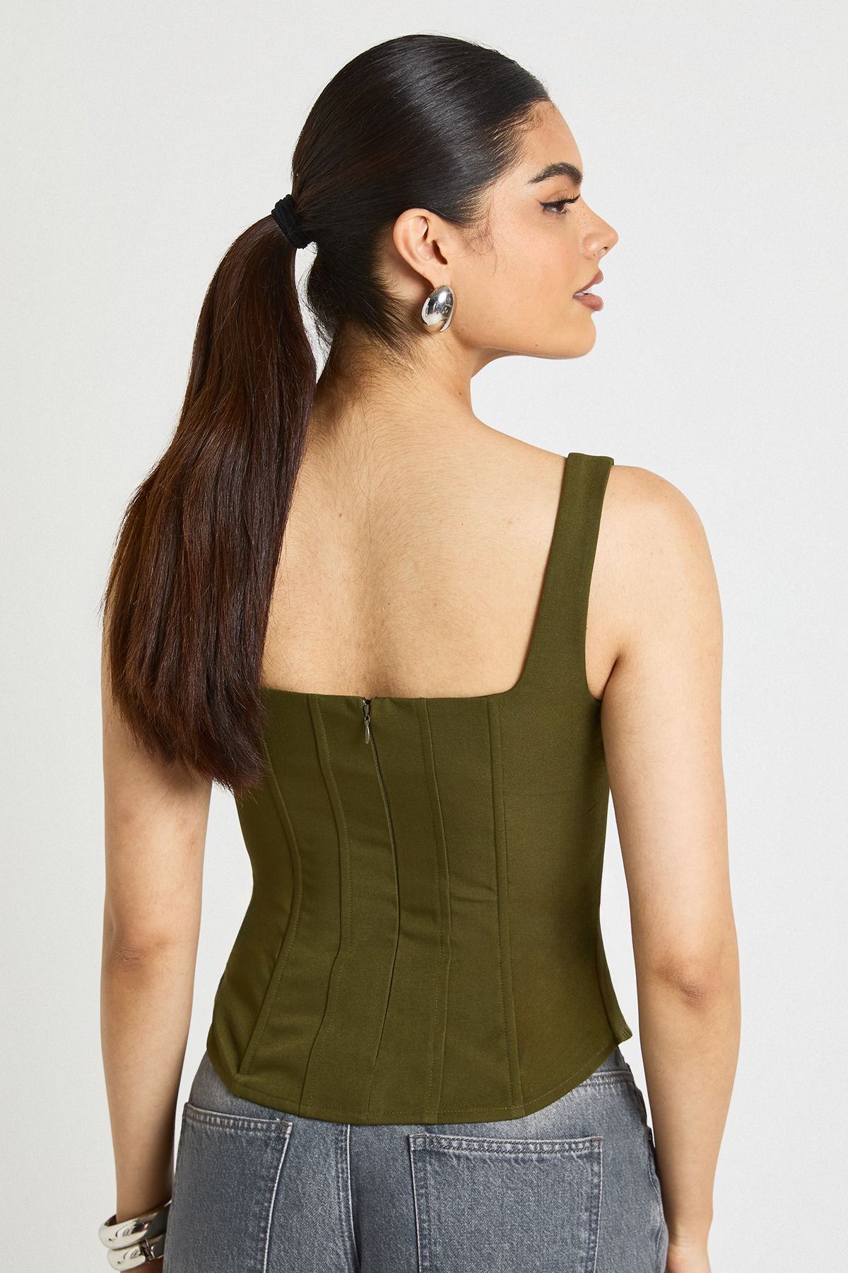 Structured Crepe Corset Top - Image 2