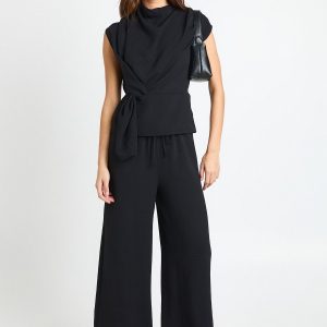 Petite Woven Drape Blouse & Trouser Co-Ord