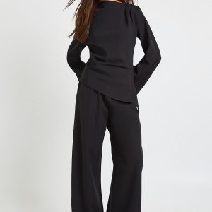 Draped Asymmetric Top & Wide Leg Trouser Co-ord