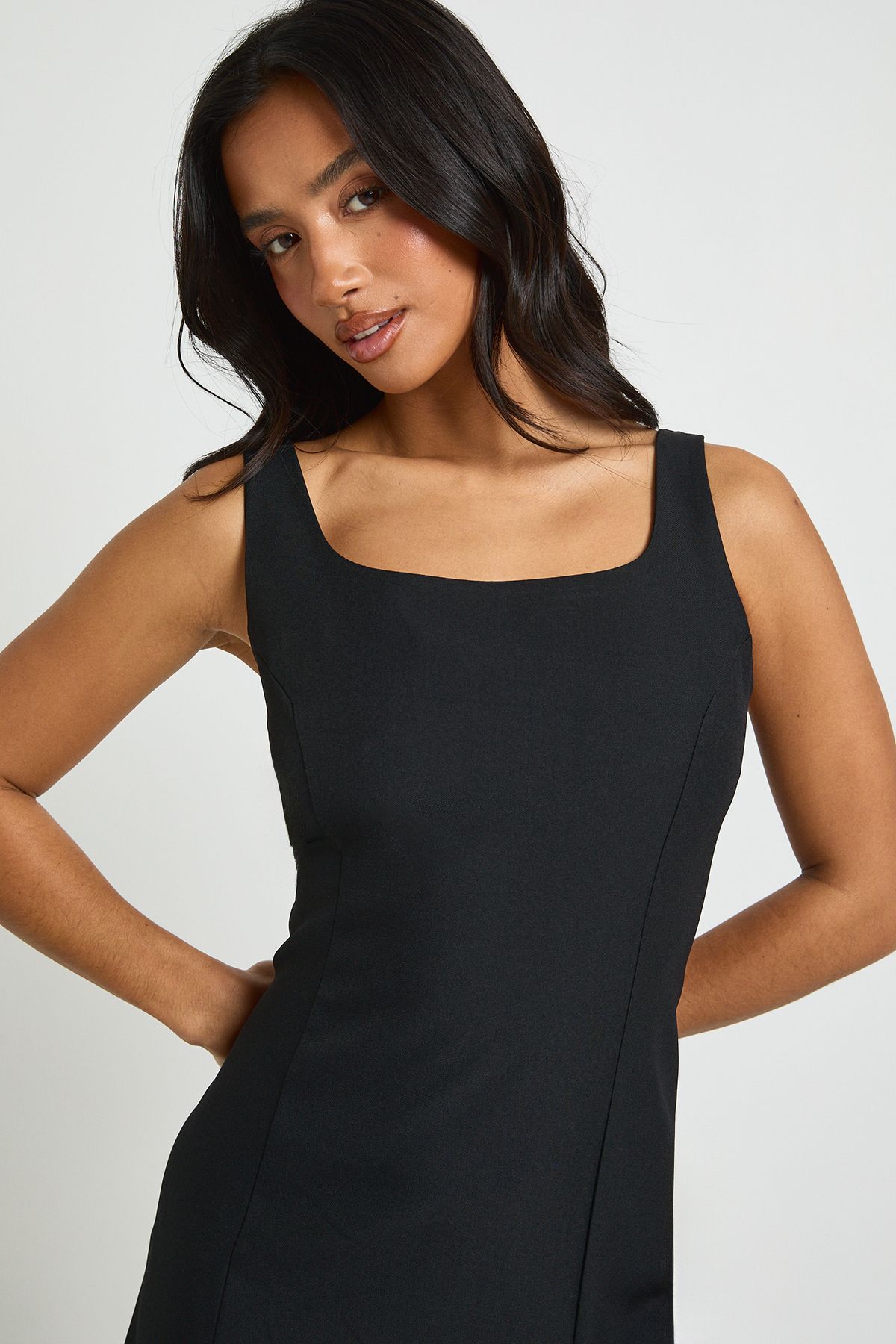 Petite Tailored Square Neck Mini Dress - Image 4