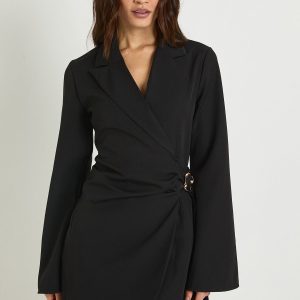 Tall Buckle Detail Tie Waist Blazer Dress