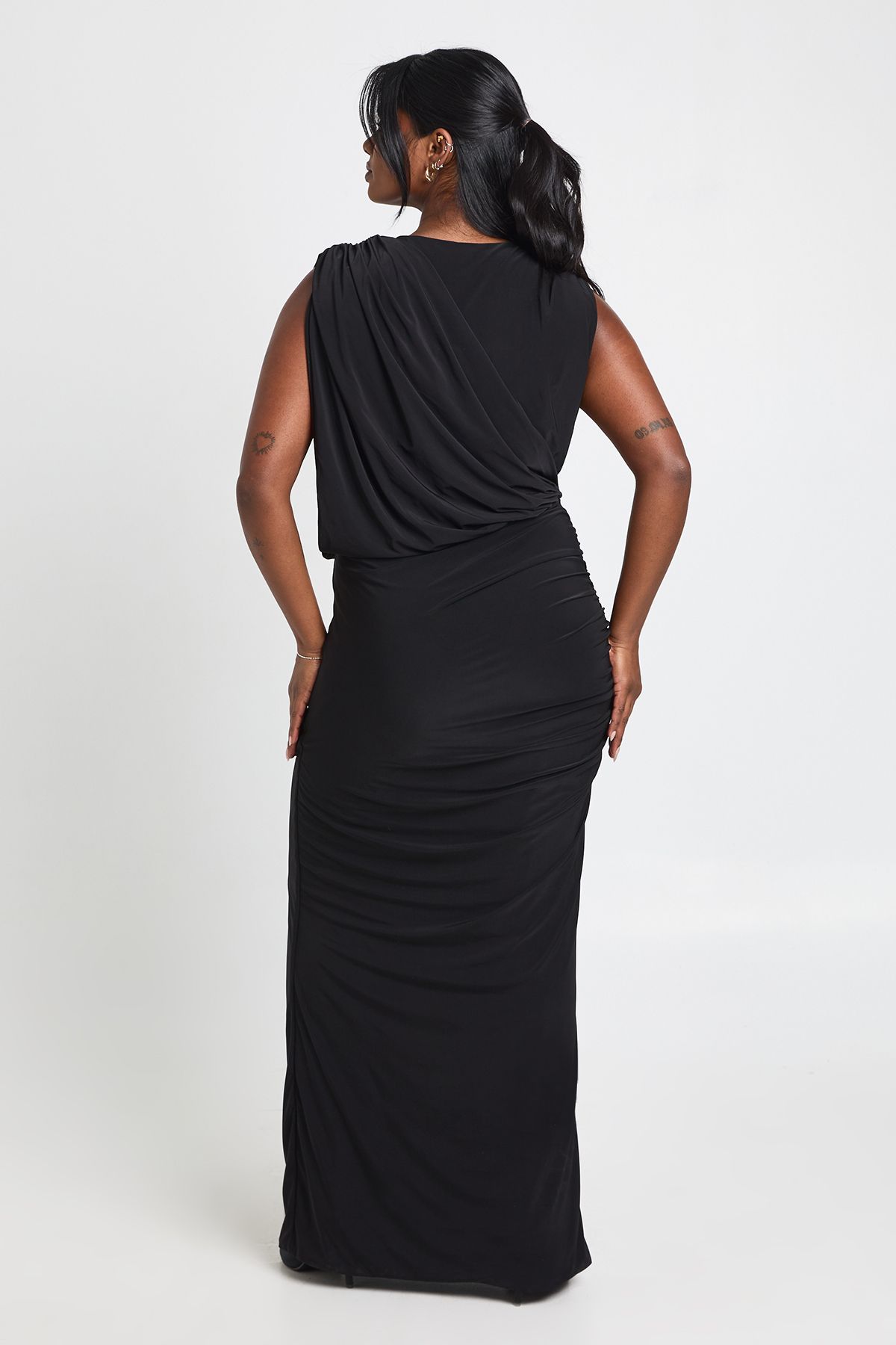 Plus Drape Front Ruched Maxi Dress - Image 2