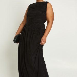 Plus Ruched Dropped Waist Maxi Dress