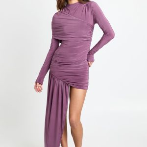 High Neck Drape Mini Dress