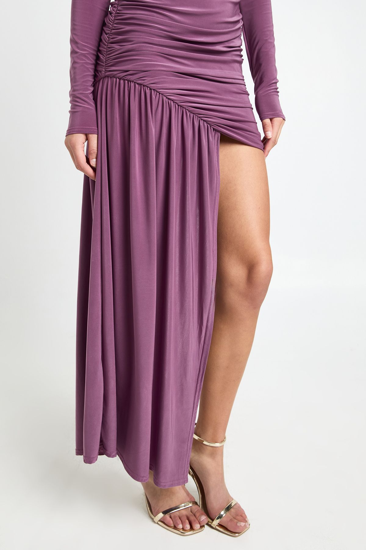 High Neck Drape Mini Dress - Image 4