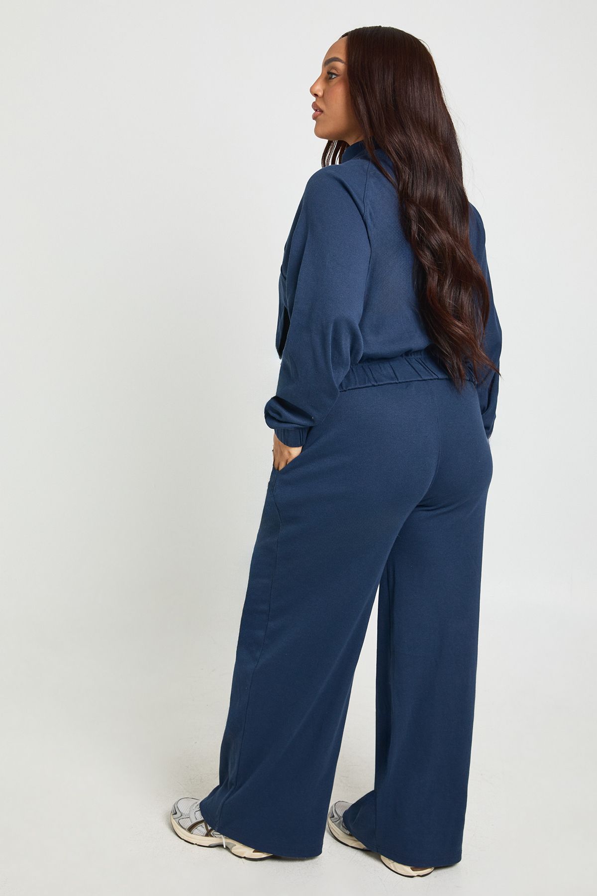 Plus Rib Wide Leg Trousers - Image 2