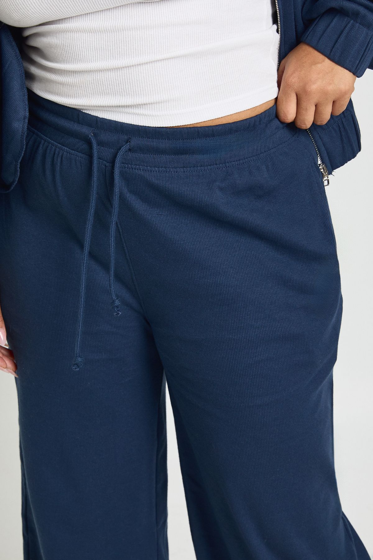 Plus Rib Wide Leg Trousers - Image 4