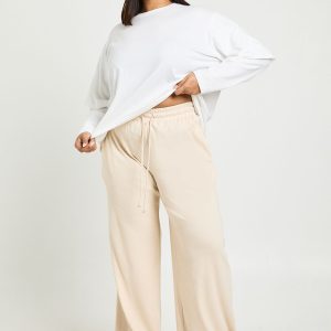 Plus Rib Wide Leg Trousers