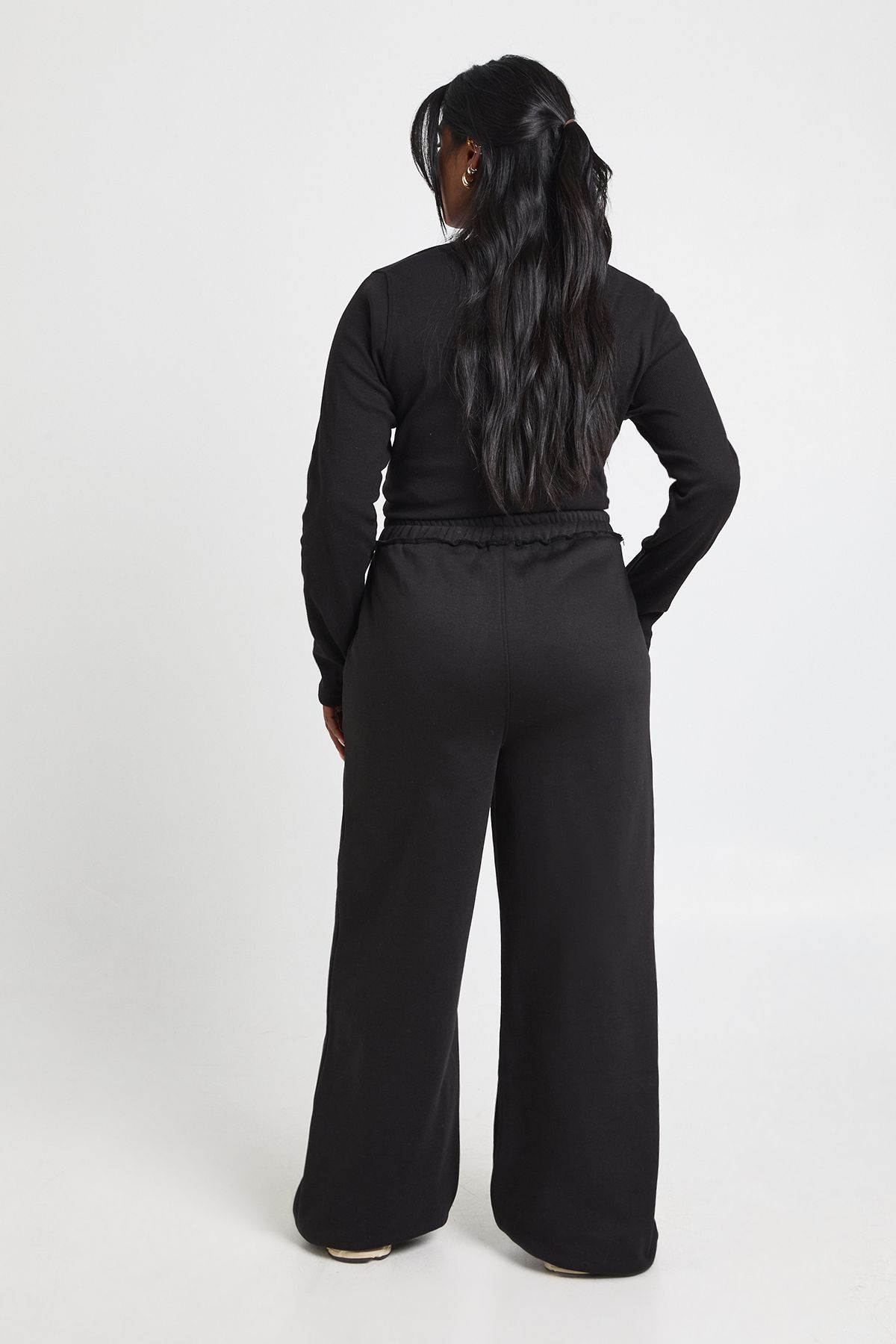 Plus Distressed Waistband Wide Leg Joggers - Image 2