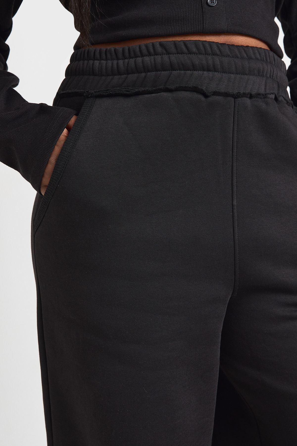 Plus Distressed Waistband Wide Leg Joggers - Image 4