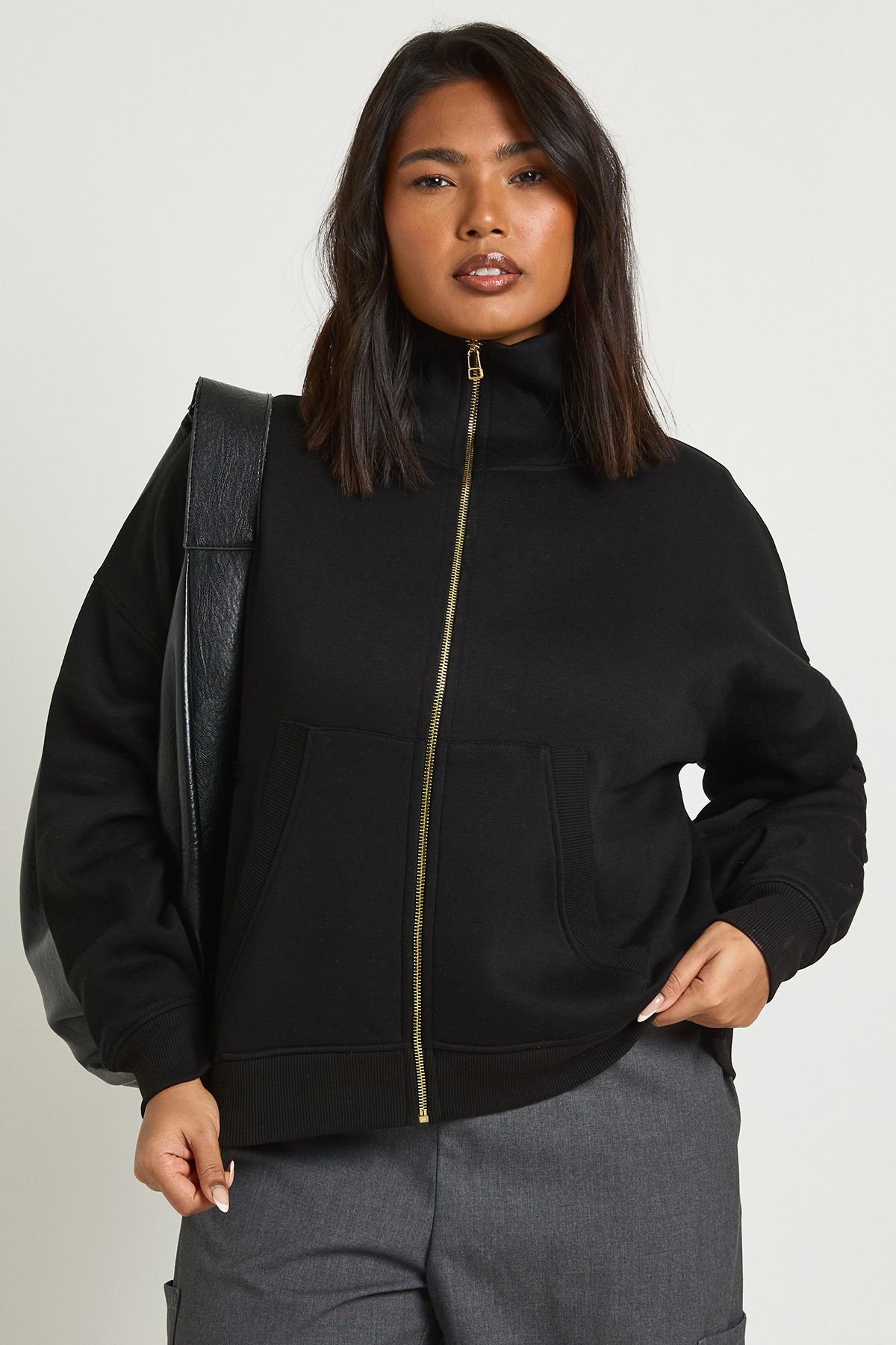 Plus Funnel Neck Zip Up Jacket