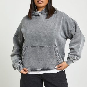 Plus Acid Washed Oversized Hoodie