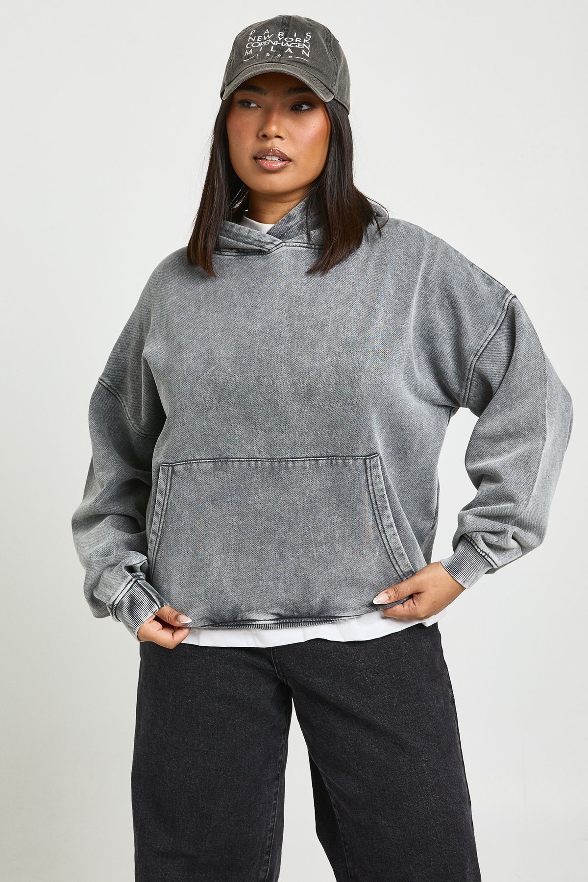 Plus Acid Washed Oversized Hoodie