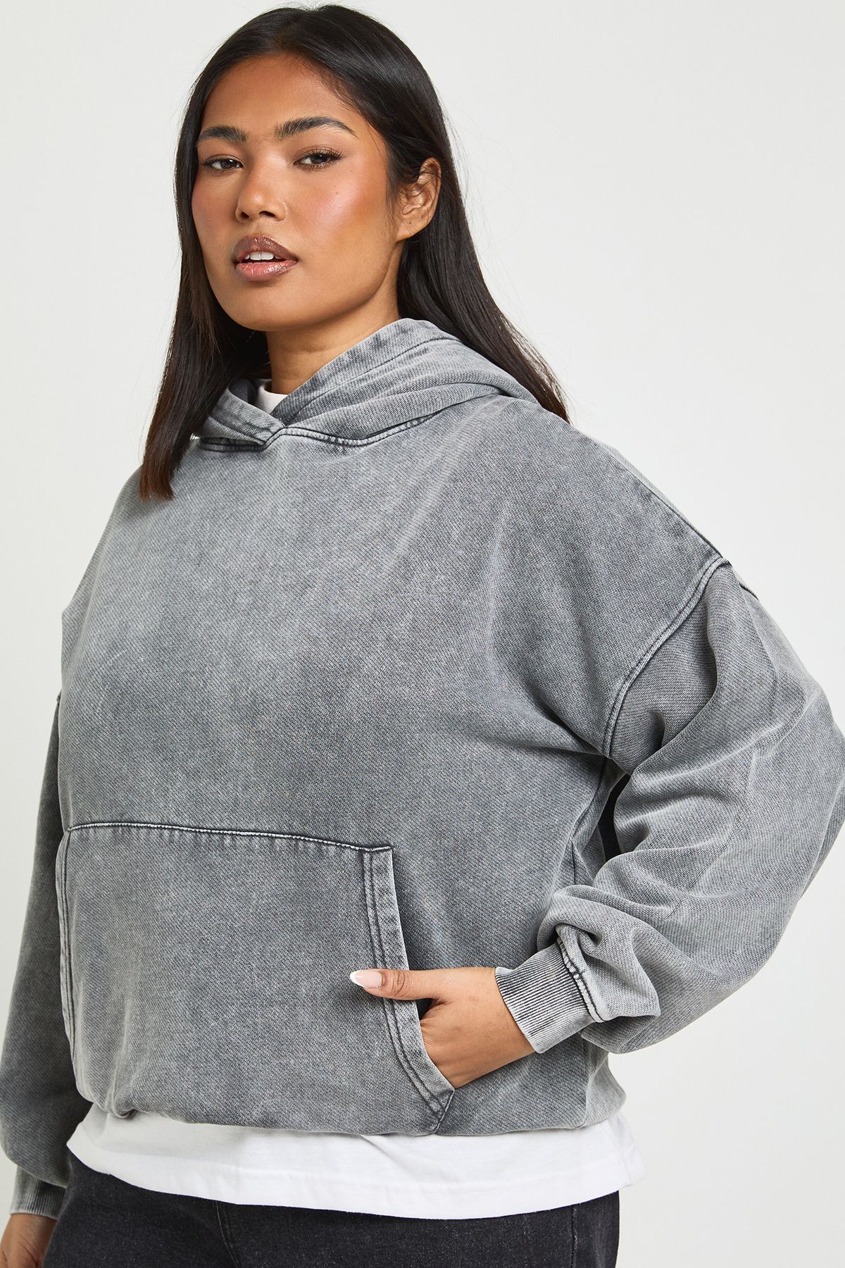 Plus Acid Washed Oversized Hoodie - Image 3