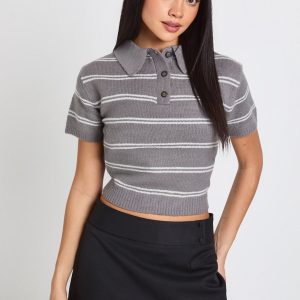 Woven Marl Button Detail Skort