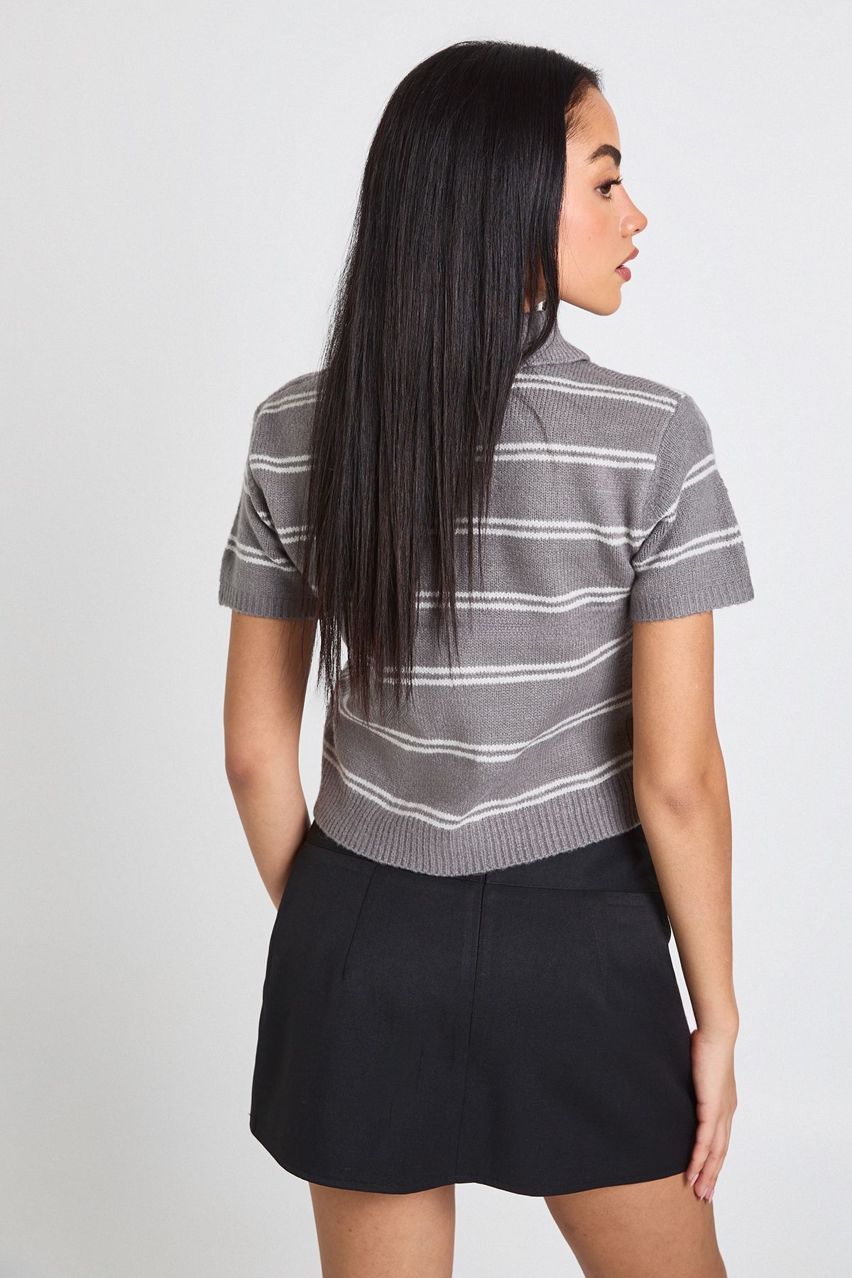 Woven Marl Button Detail Skort - Image 2
