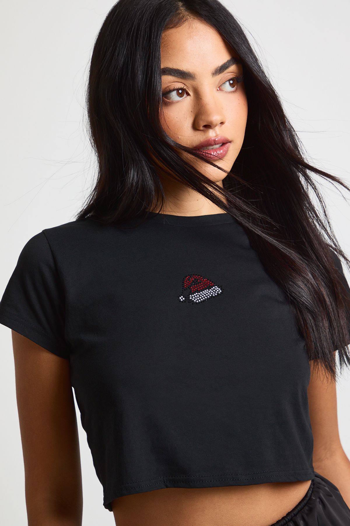Santa Hat Hotfix Baby Tee