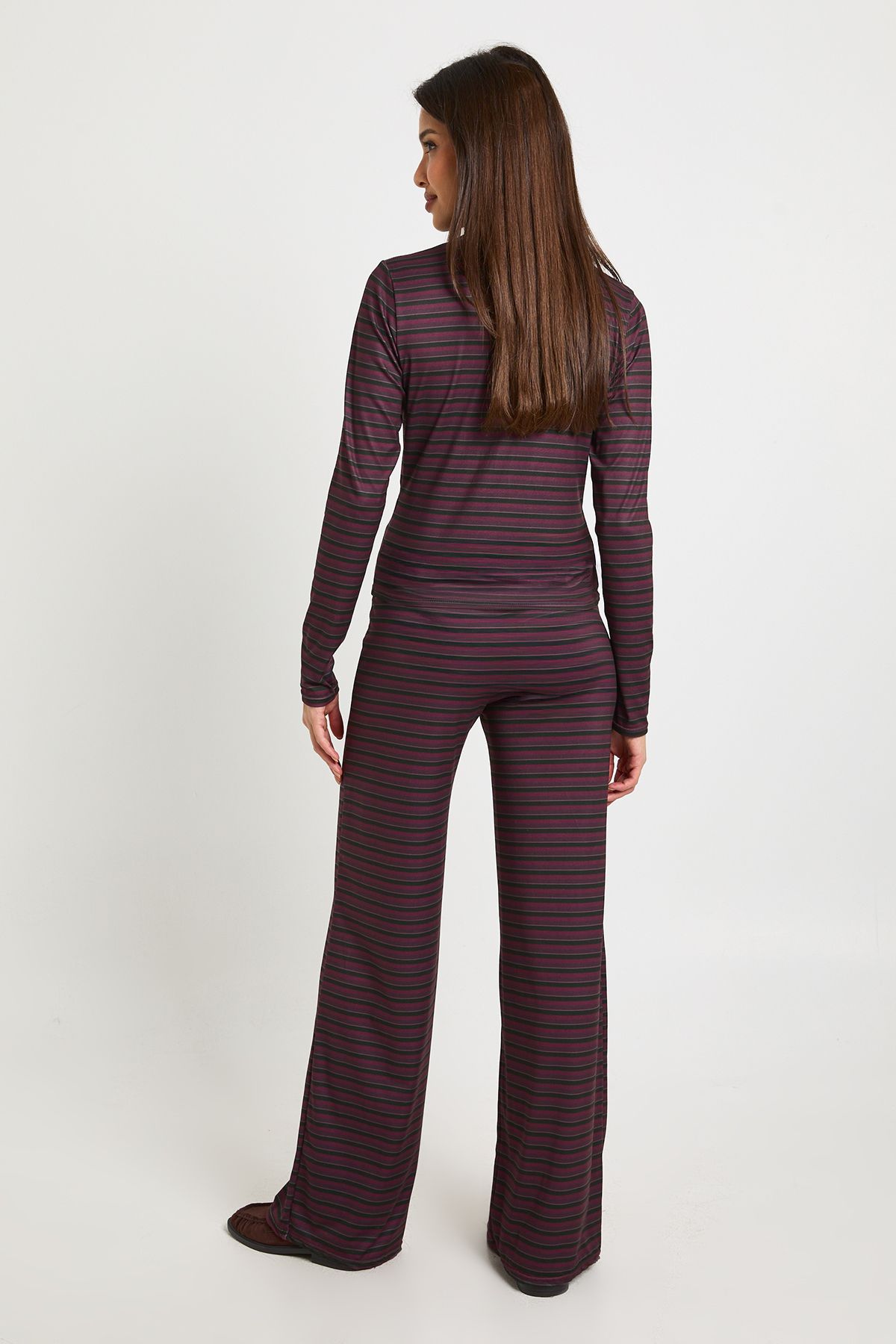 Stripe Button Through Long Sleeve Top & Trouser Co Ord - Image 2