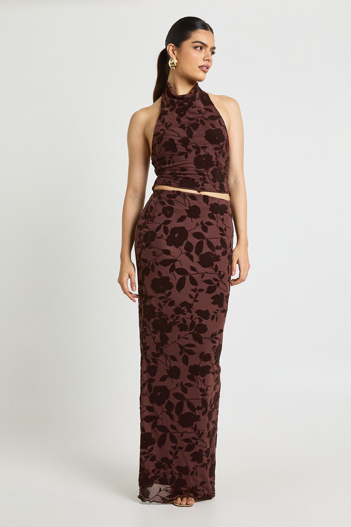 Floral Devoure Cowl Halterneck Top - Image 3
