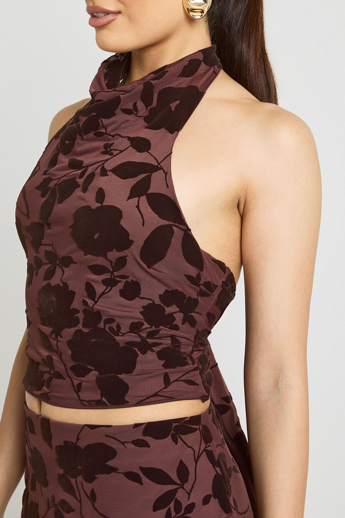 Floral Devoure Cowl Halterneck Top - Image 4