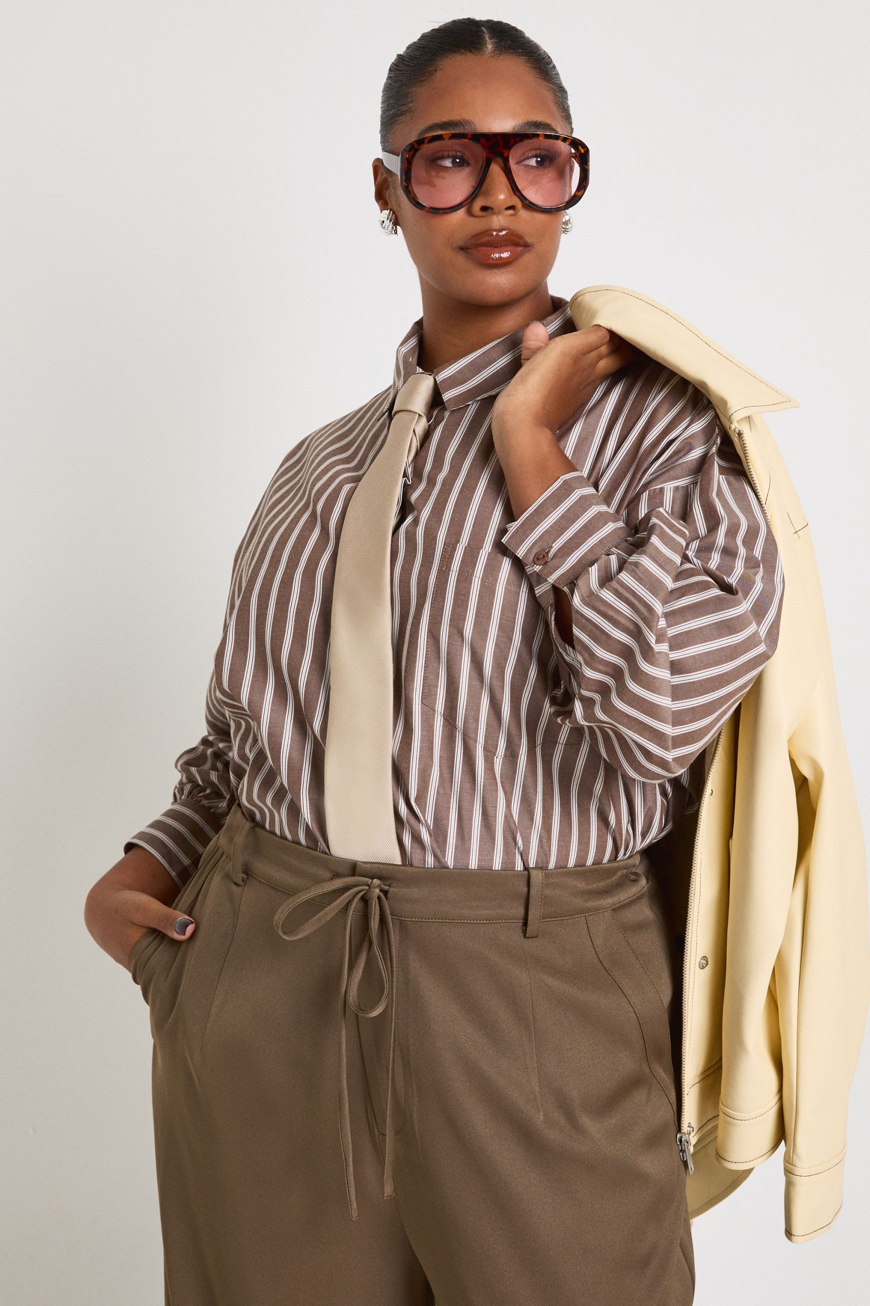 Plus Stripe Oversized Shirt