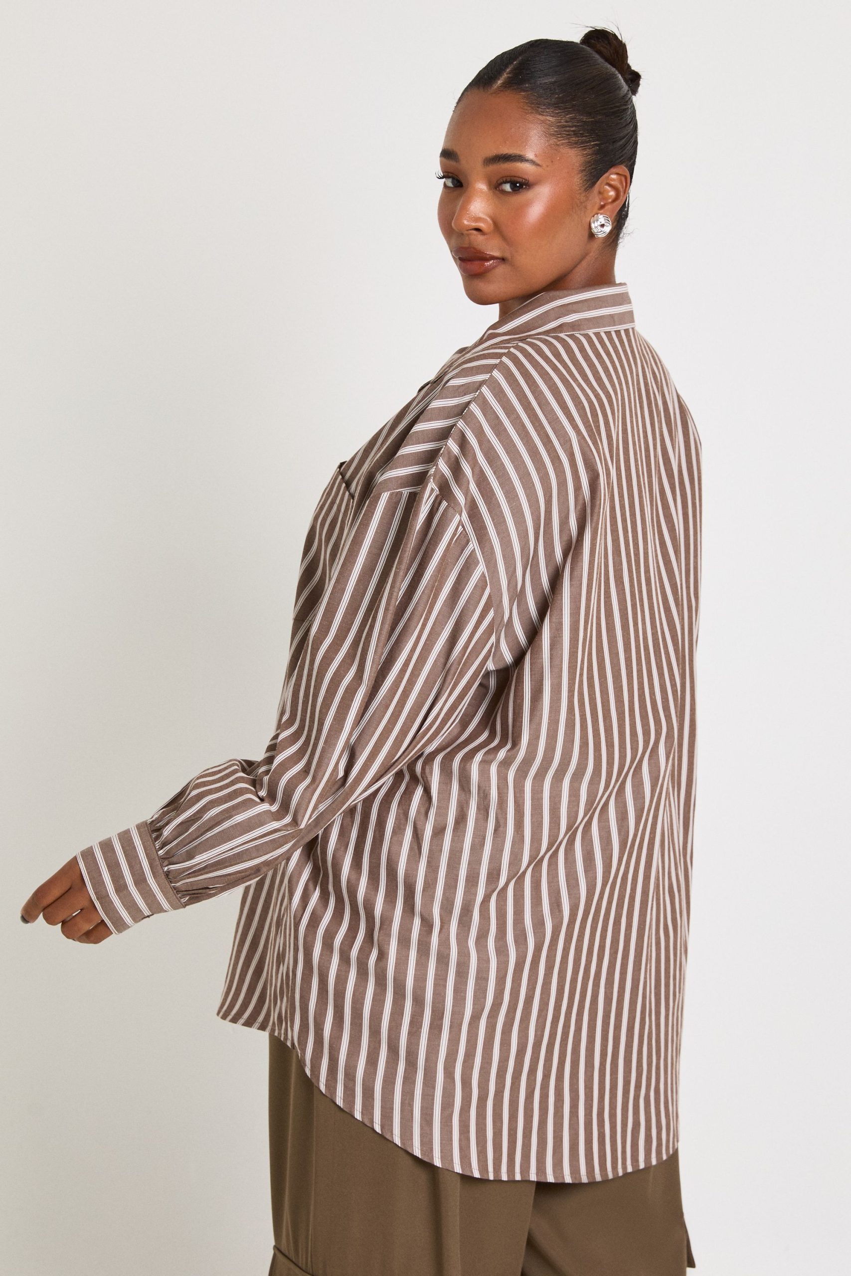 Plus Stripe Oversized Shirt - Image 2