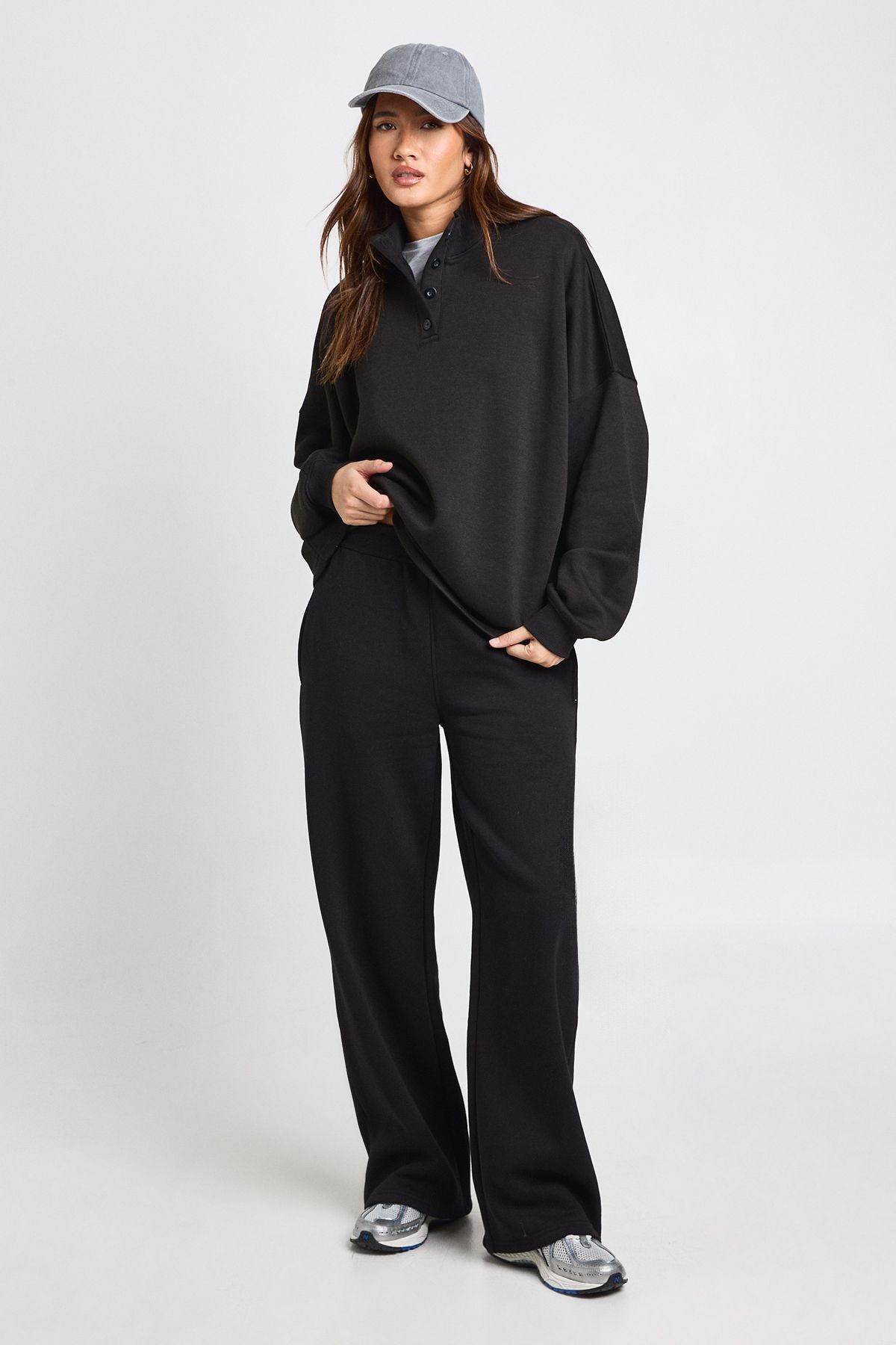 Funnel Neck Henley Sweatshirt