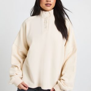 Funnel Neck Henley Sweatshirt