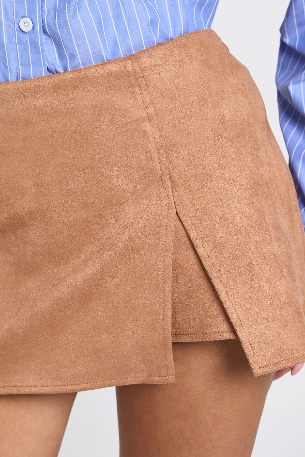 Faux Suede Mini Skort - Image 4
