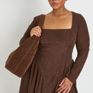 Plus Cord Milkmaid Skater Dress