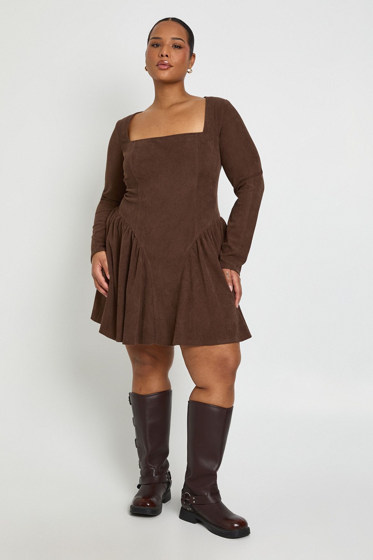 Plus Cord Milkmaid Skater Dress - Image 3