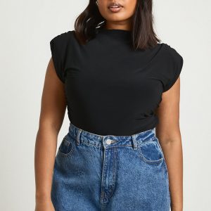 Plus Shoulder Pad Sleeveless Bodysuit