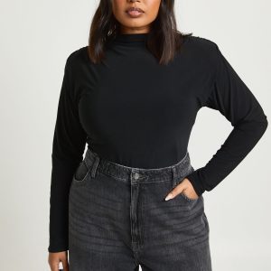 Plus Shoulder Pad Long Sleeve Top