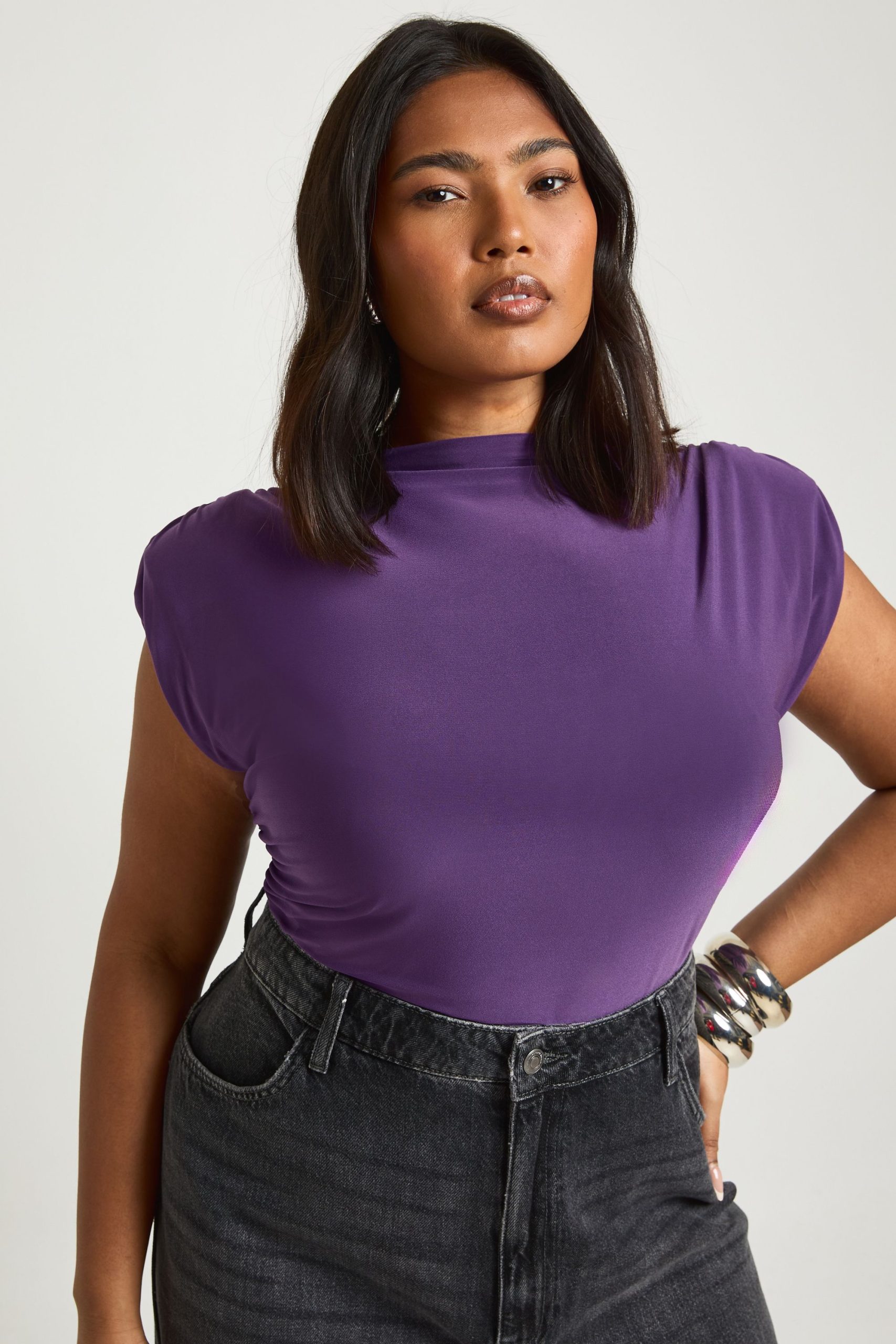 Plus Shoulder Pad Sleeveless Bodysuit - Image 3