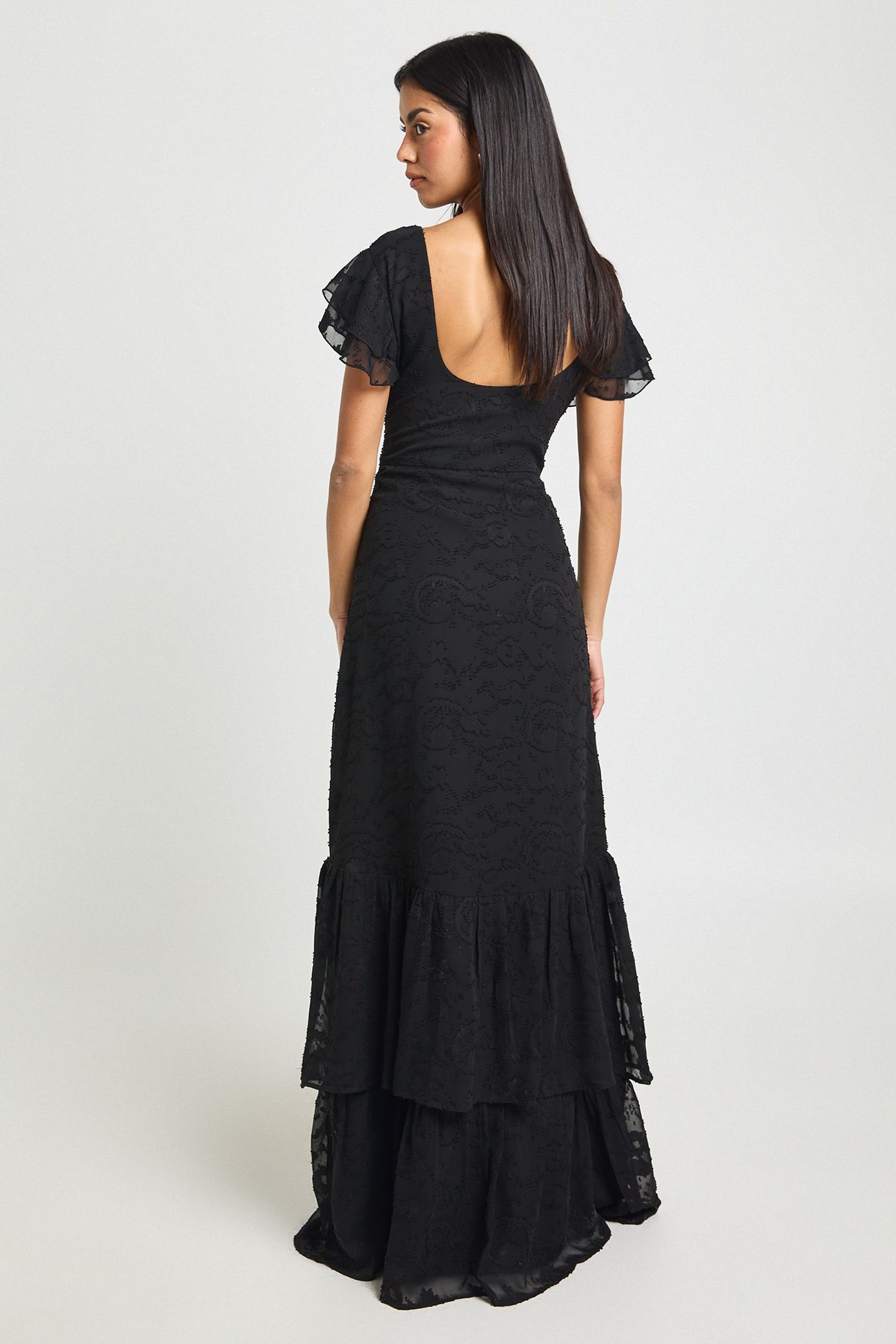 Floral Burnout Ruffle Hem Maxi Dress - Image 2