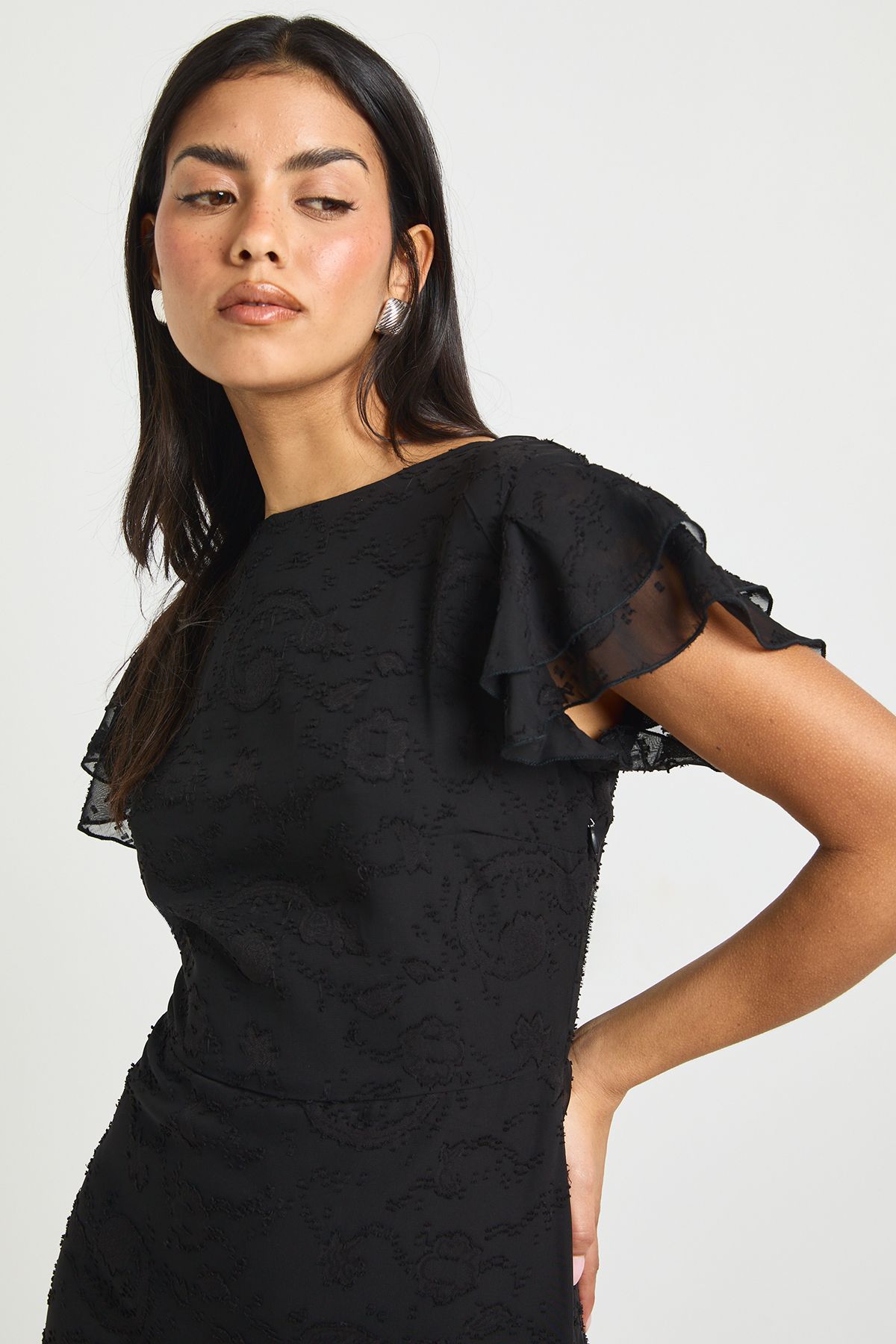 Floral Burnout Ruffle Hem Maxi Dress - Image 4