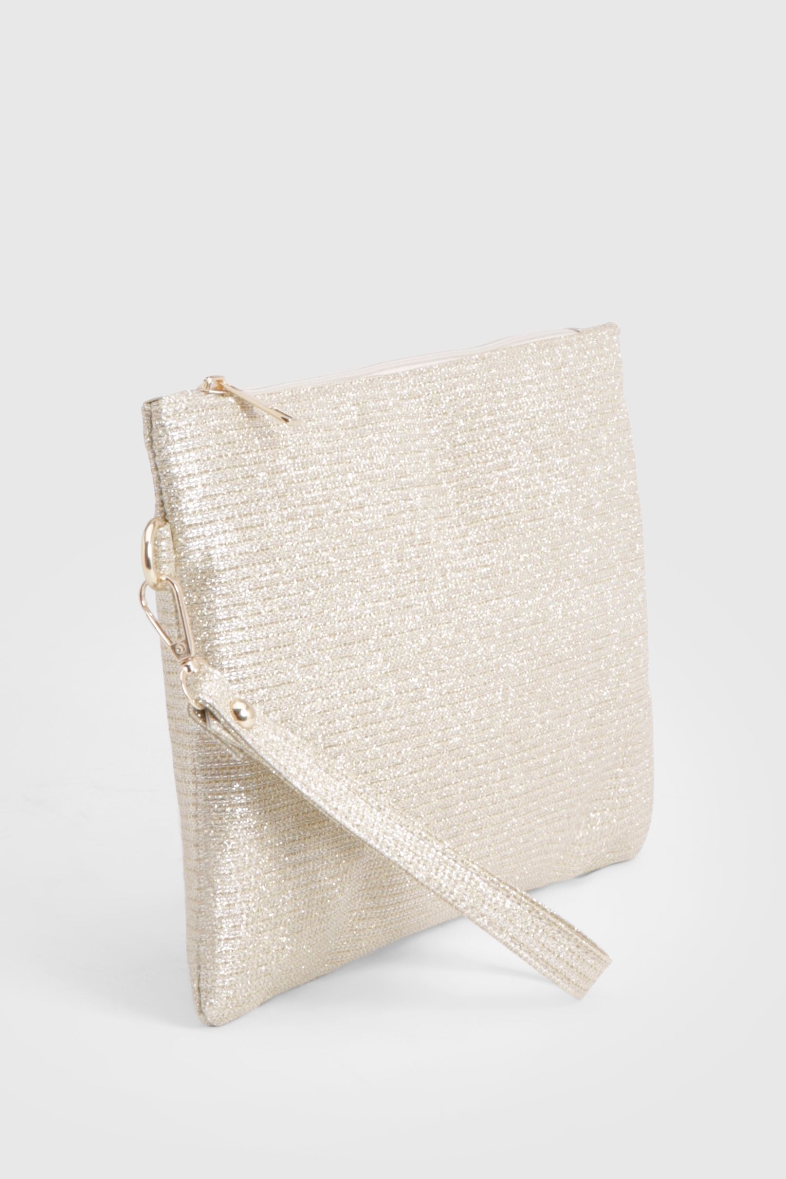 Gold Shimmer Envelope Clutch Bag - Image 3
