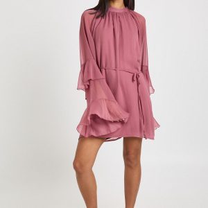 Chiffon Ruffle Sleeve Mini Dress