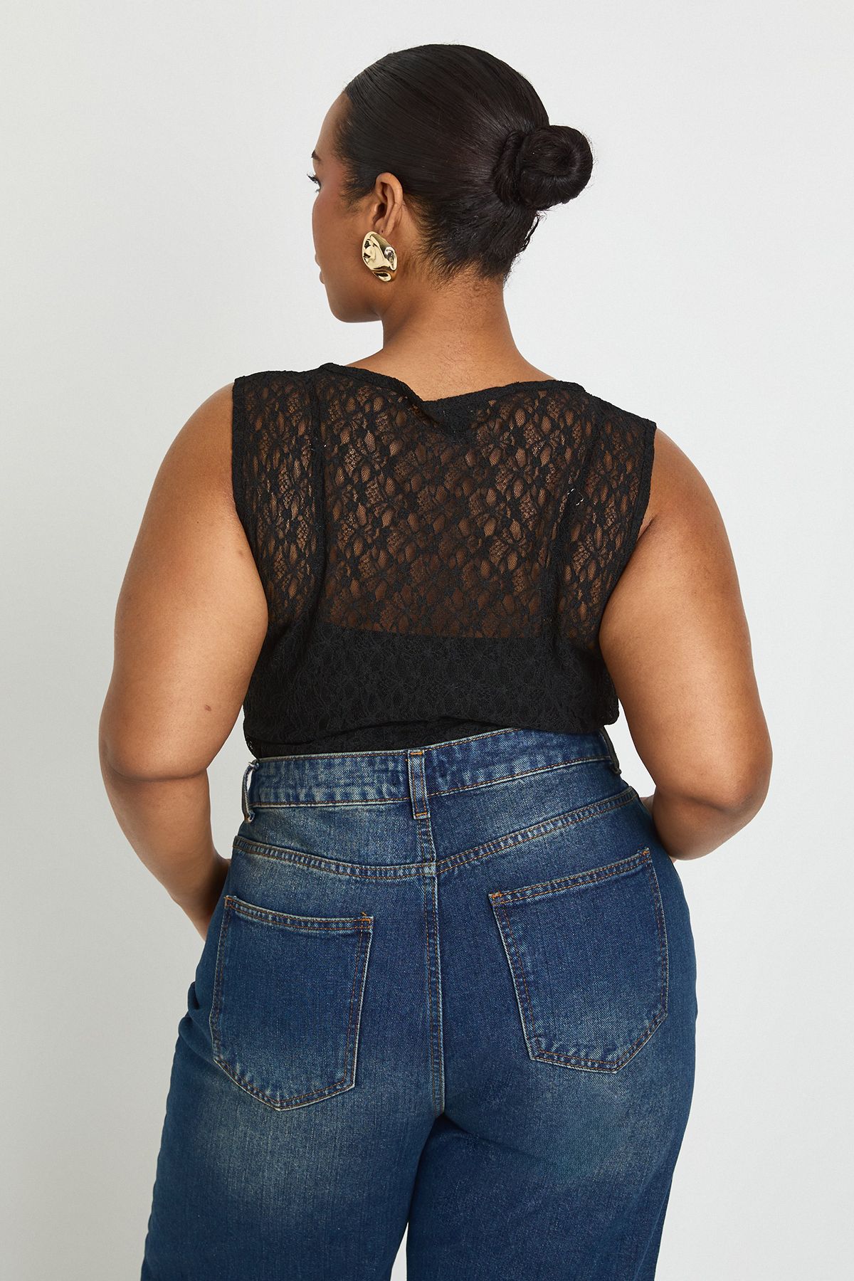 Plus Lace Racer Neck Bodysuit - Image 2