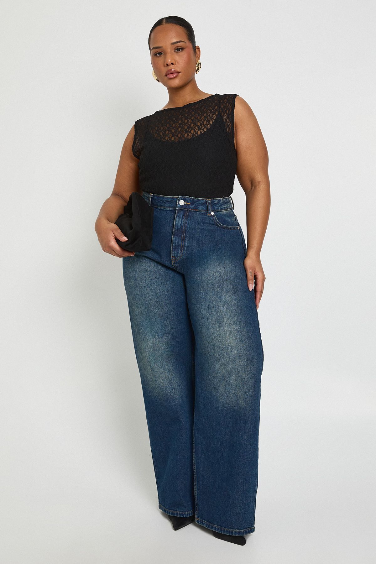 Plus Lace Racer Neck Bodysuit - Image 3