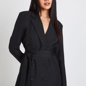 Obi Tie Waist Tailored Blazer Dress