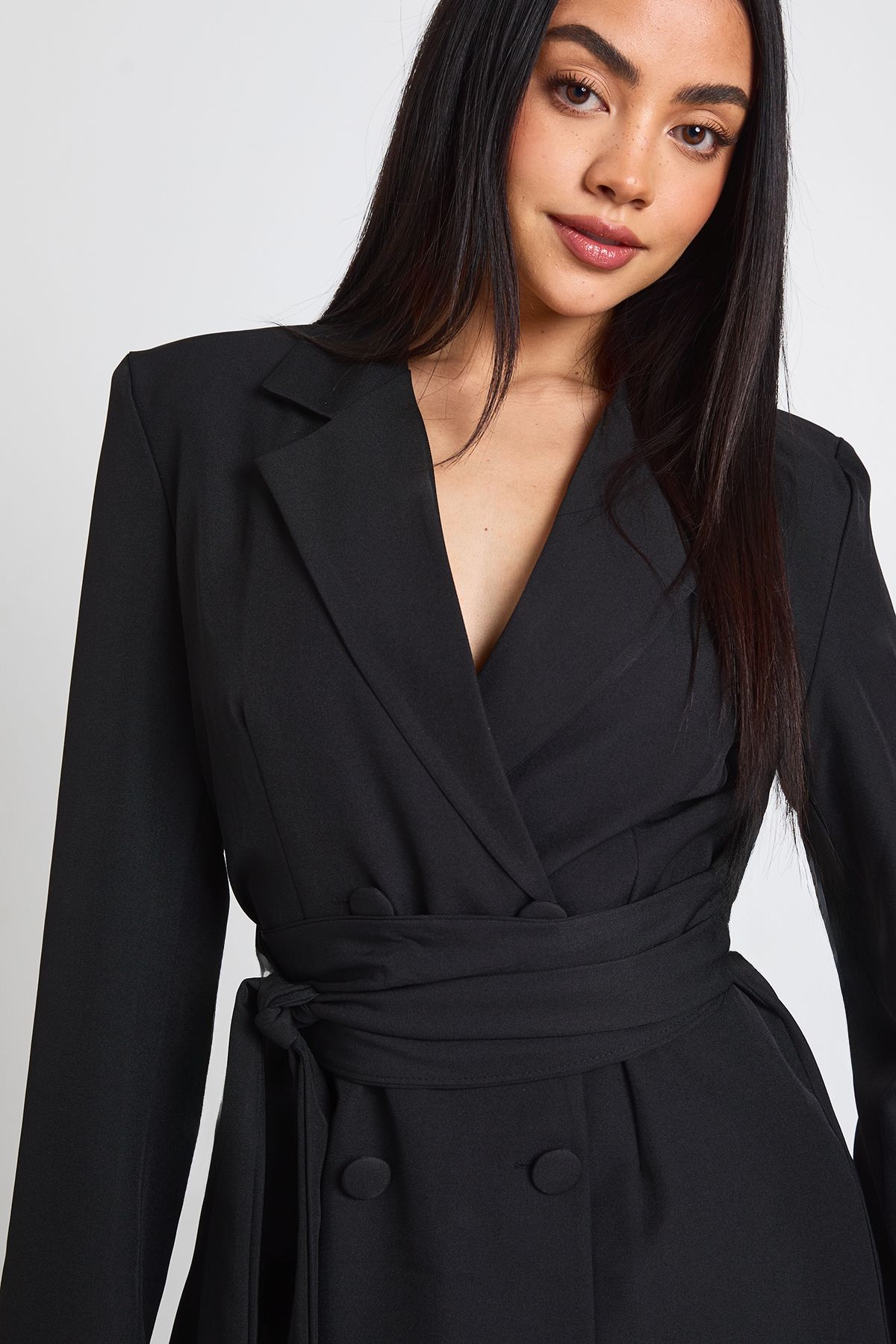 Obi Tie Waist Tailored Blazer Dress - Image 4