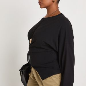 Plus Wrap Ruched Long Sleeve Top