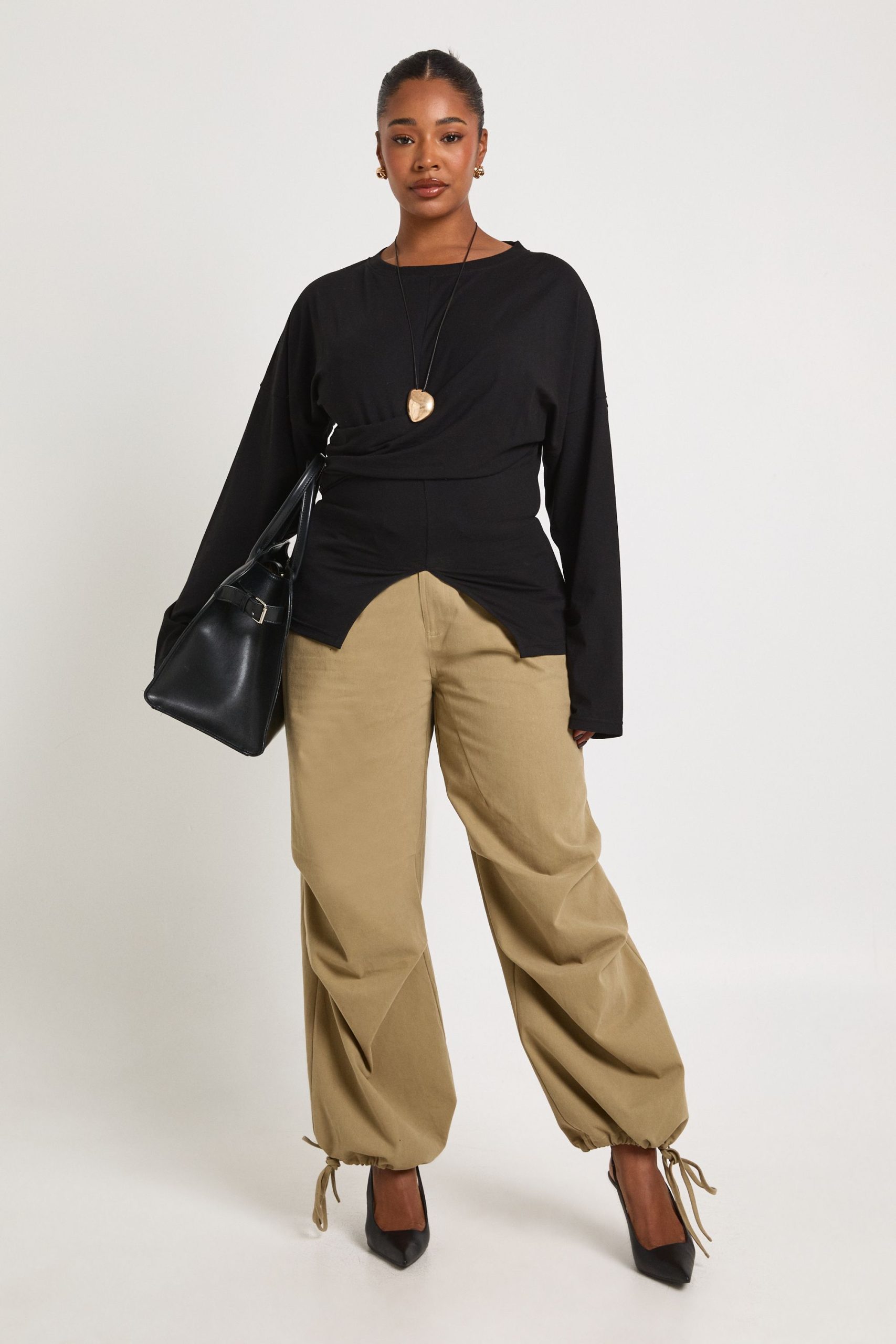 Plus Wrap Ruched Long Sleeve Top - Image 3