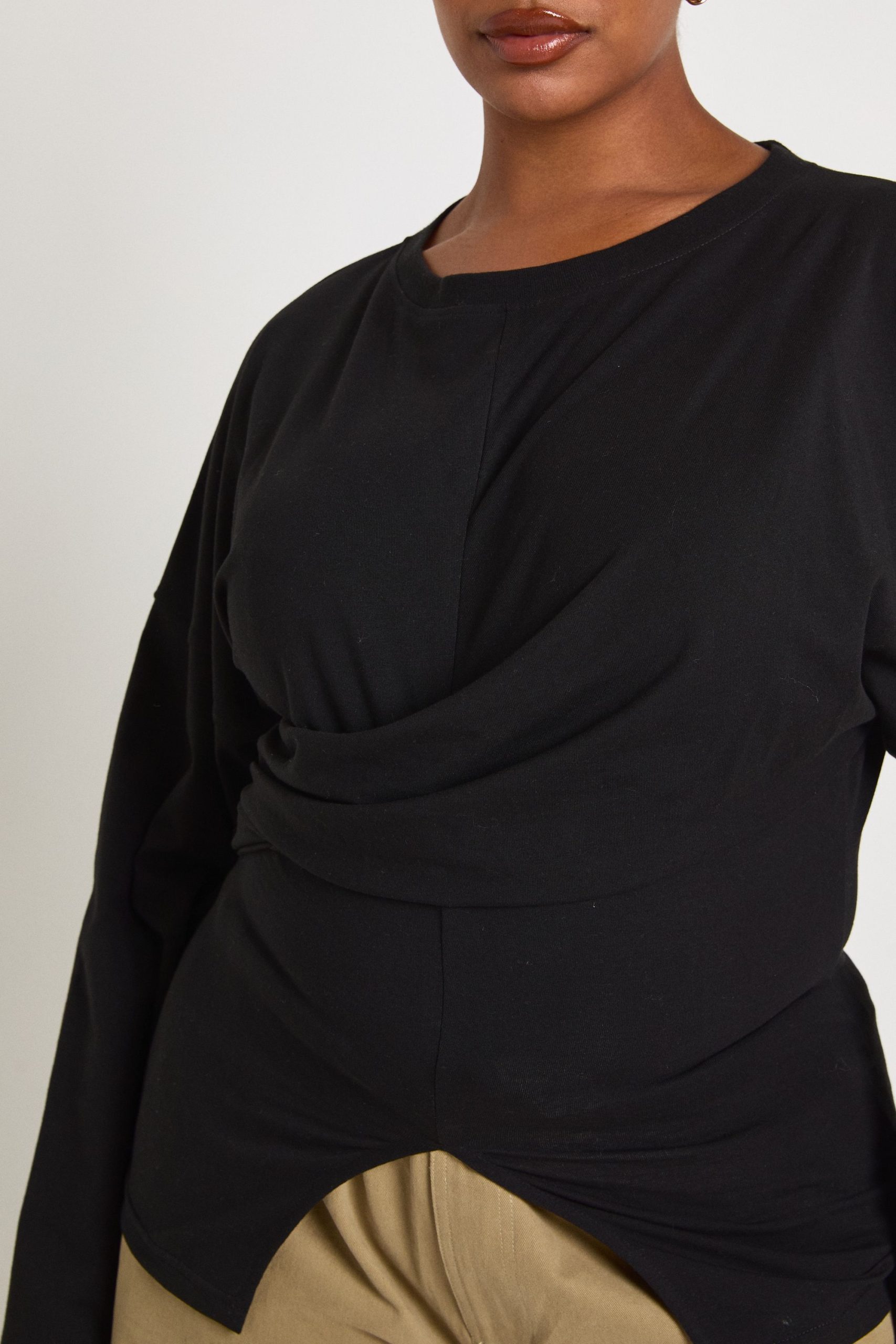 Plus Wrap Ruched Long Sleeve Top - Image 4