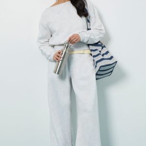 Side Stripe Off Shoulder Straight Leg Tracksuit